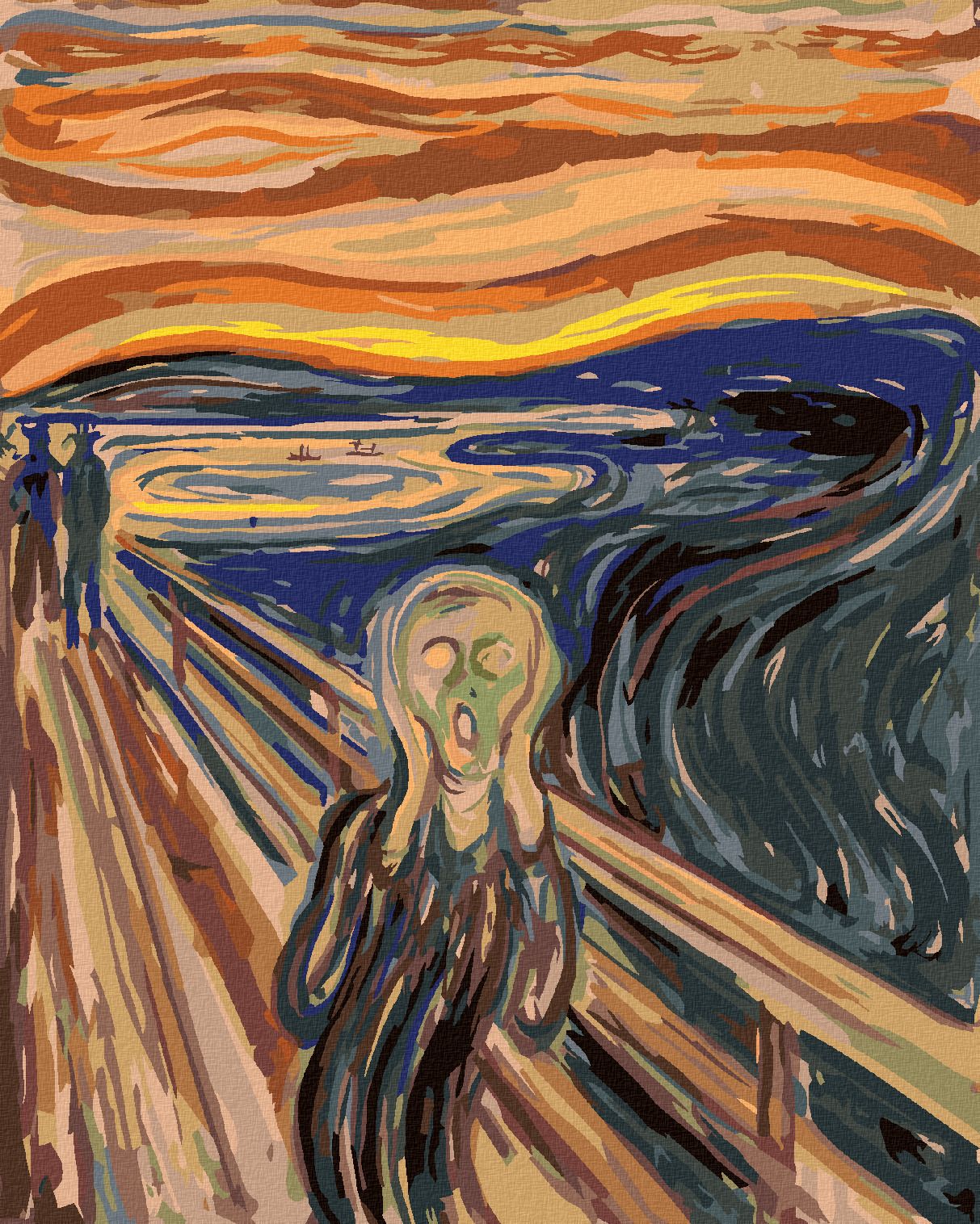 zuty Malování podle čísel - VÝKŘIK (E. MUNCH) - Rozměr: 40x50 cm, Rámování: Varianta: vypnuté plátno na rám - obrázek 1