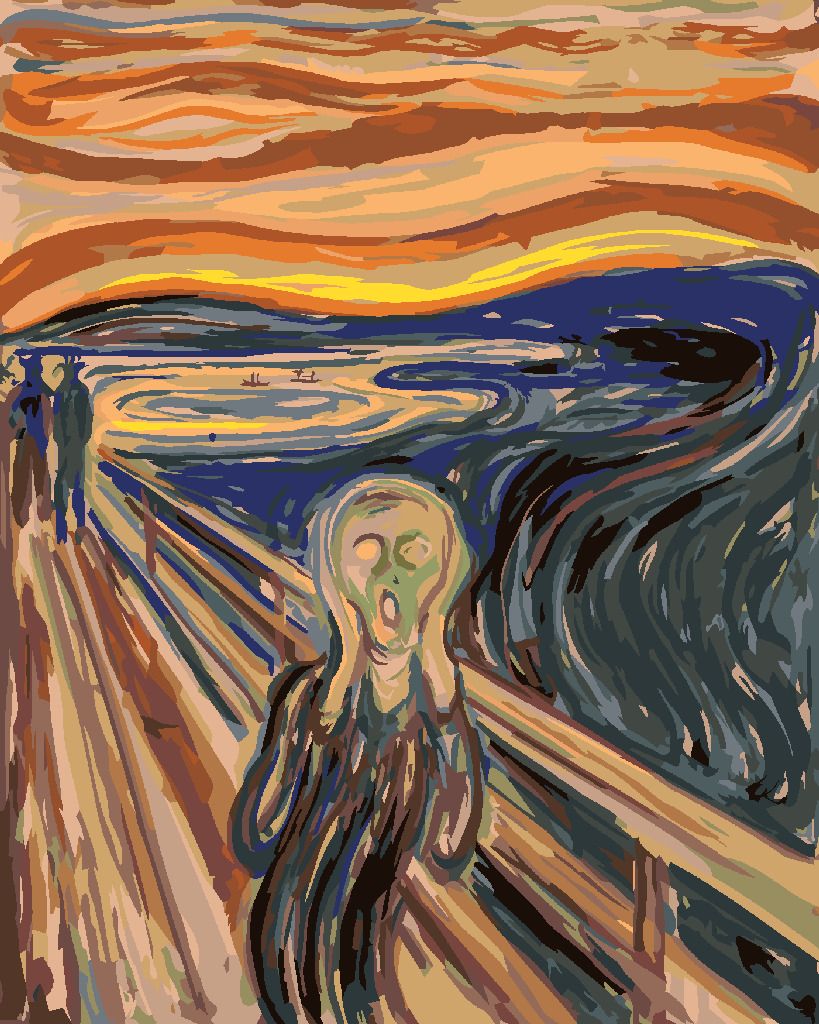 zuty Malování podle čísel - VÝKŘIK (E. MUNCH) - Rozměr: 40x50 cm, Rámování: Varianta: vypnuté plátno na rám - obrázek 8