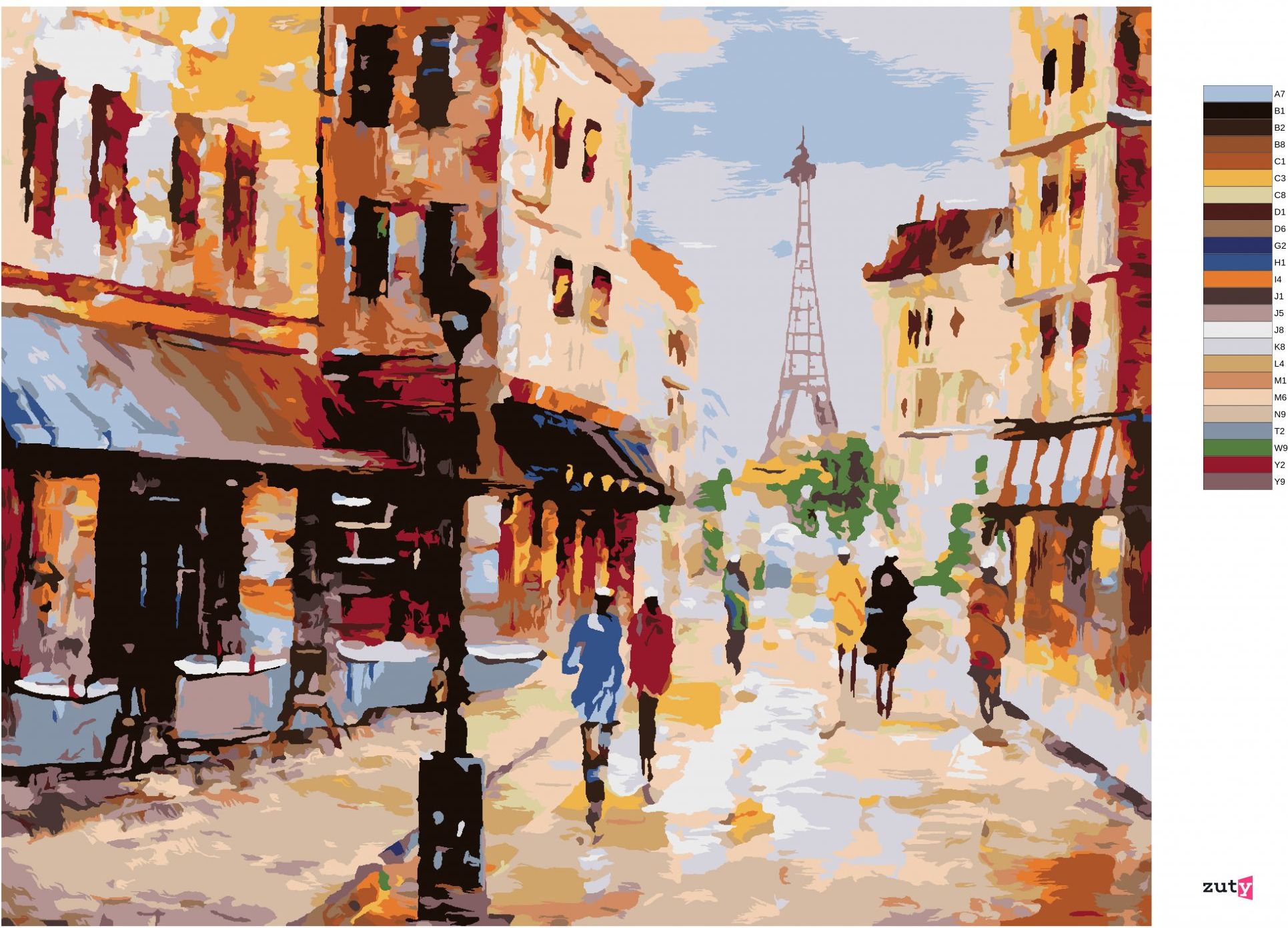 zuty Malování podle čísel - ULICE V PAŘÍŽI - Rozměr: 40x50 cm, Rámování: Varianta: vypnuté plátno na rám - obrázek 19