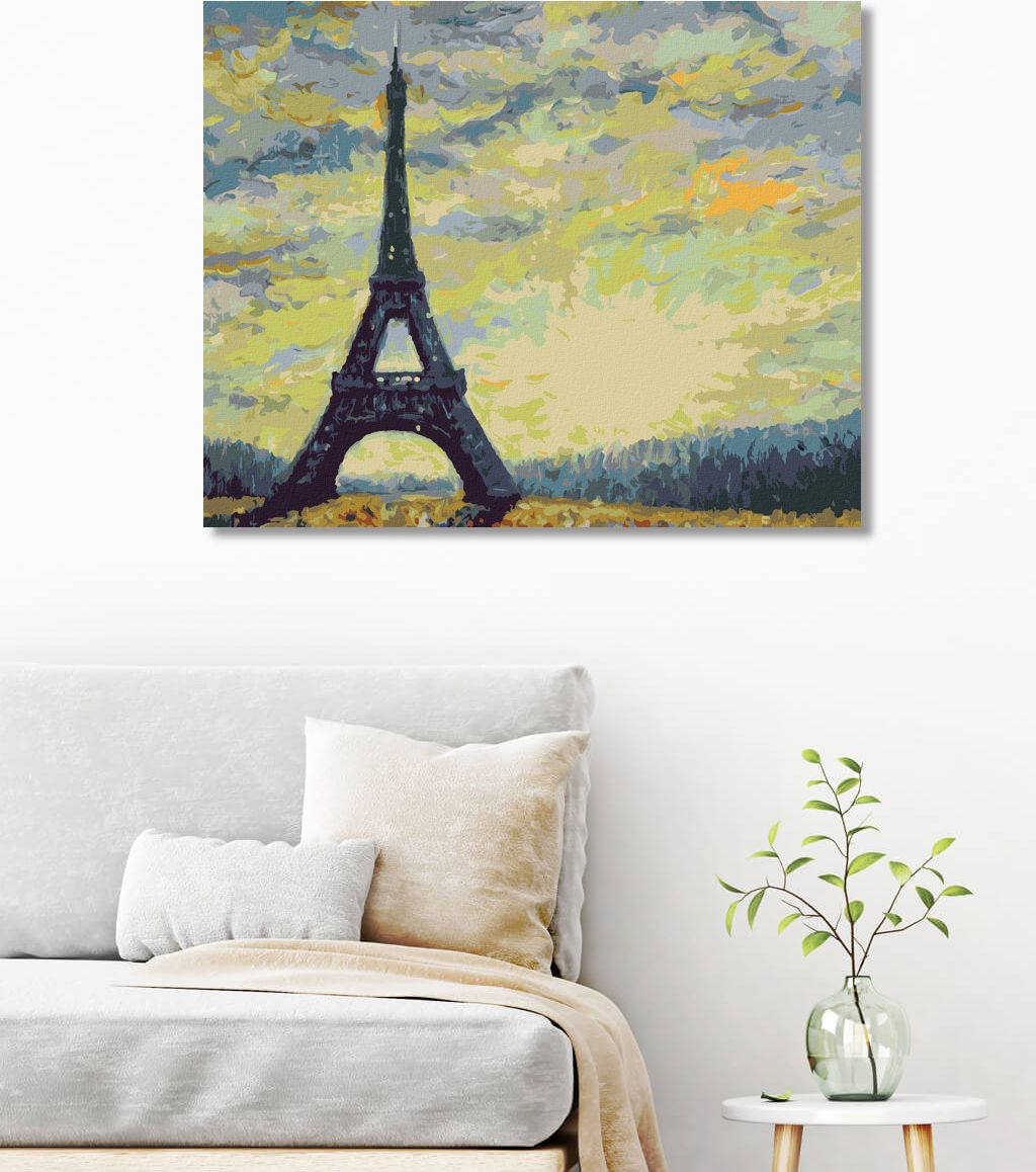 zuty Malování podle čísel - EIFFELOVA VĚŽ ZA JASNÉHO DNE - Rozměr: 40x50 cm, Rámování: Varianta: vypnuté plátno na rám - obrázek 8