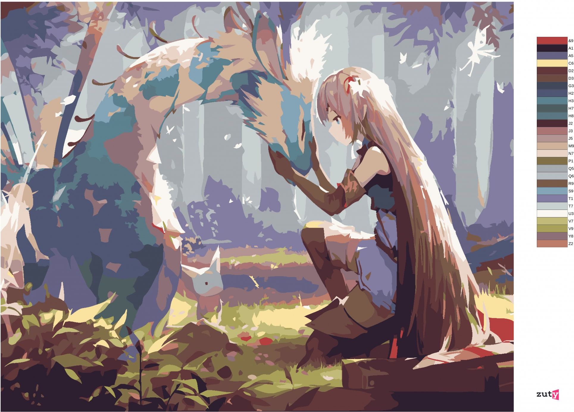 zuty Malování podle čísel - ANIME DÍVKA S DRAKEM - Rozměr: 40x50 cm, Rámování: Varianta: vypnuté plátno na rám - obrázek 7