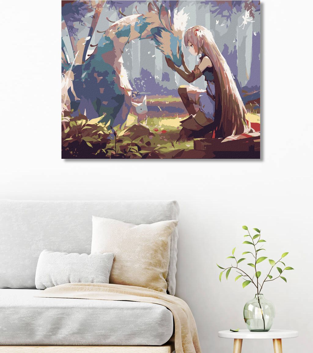 zuty Malování podle čísel - ANIME DÍVKA S DRAKEM - Rozměr: 40x50 cm, Rámování: Varianta: vypnuté plátno na rám - obrázek 8