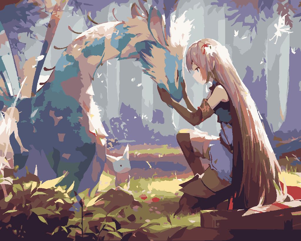 zuty Malování podle čísel - ANIME DÍVKA S DRAKEM - Rozměr: 40x50 cm, Rámování: Varianta: vypnuté plátno na rám - obrázek 10