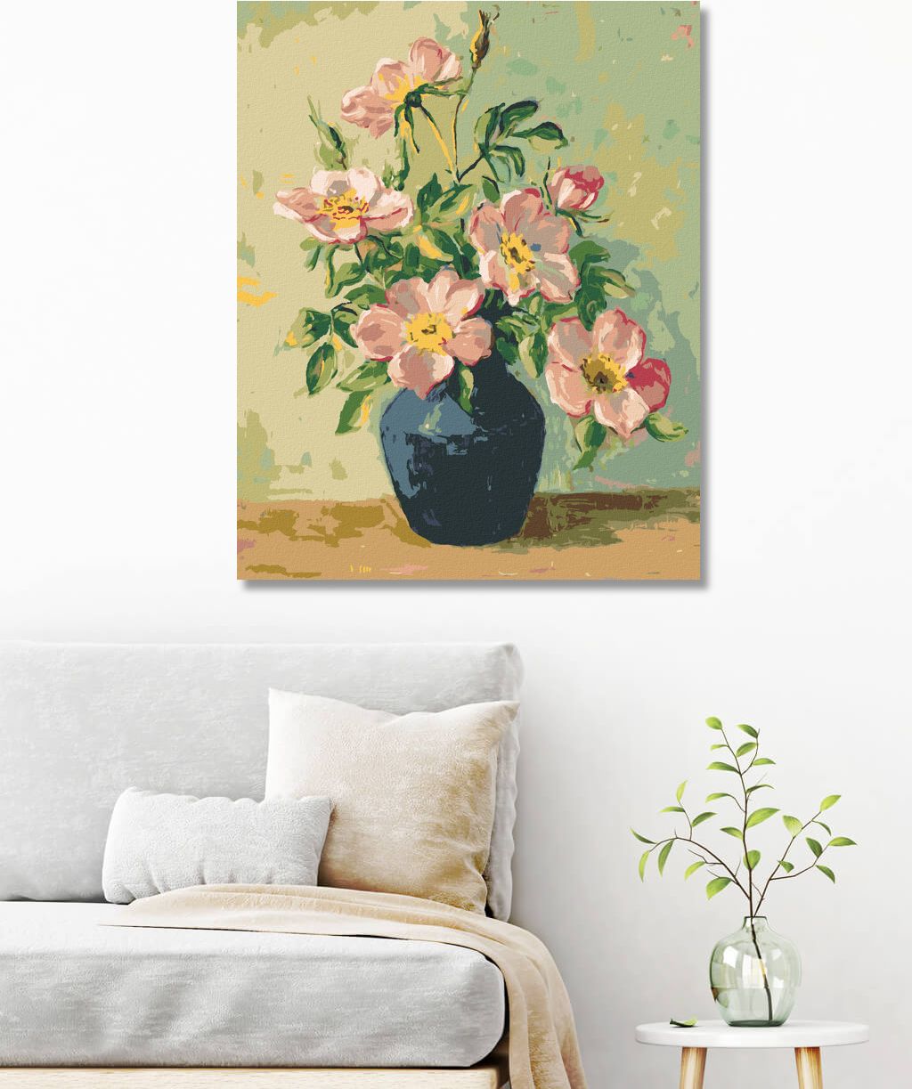 zuty Malování podle čísel - RŮŽOVÉ KVĚTINY V MODRÉ VÁZE - Rozměr: 40x50 cm, Rámování: Varianta: vypnuté plátno na rám - obrázek 7