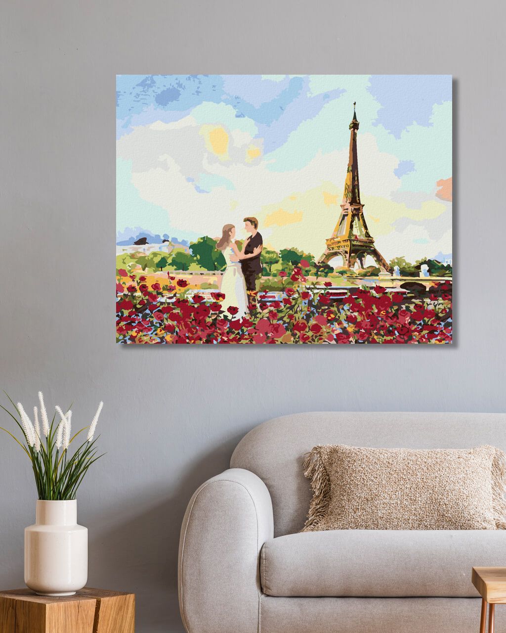 zuty Malování podle čísel - EIFFELOVA VĚŽ A RŮŽE - Rozměr: 40x50 cm, Rámování: Varianta: vypnuté plátno na rám - obrázek 4