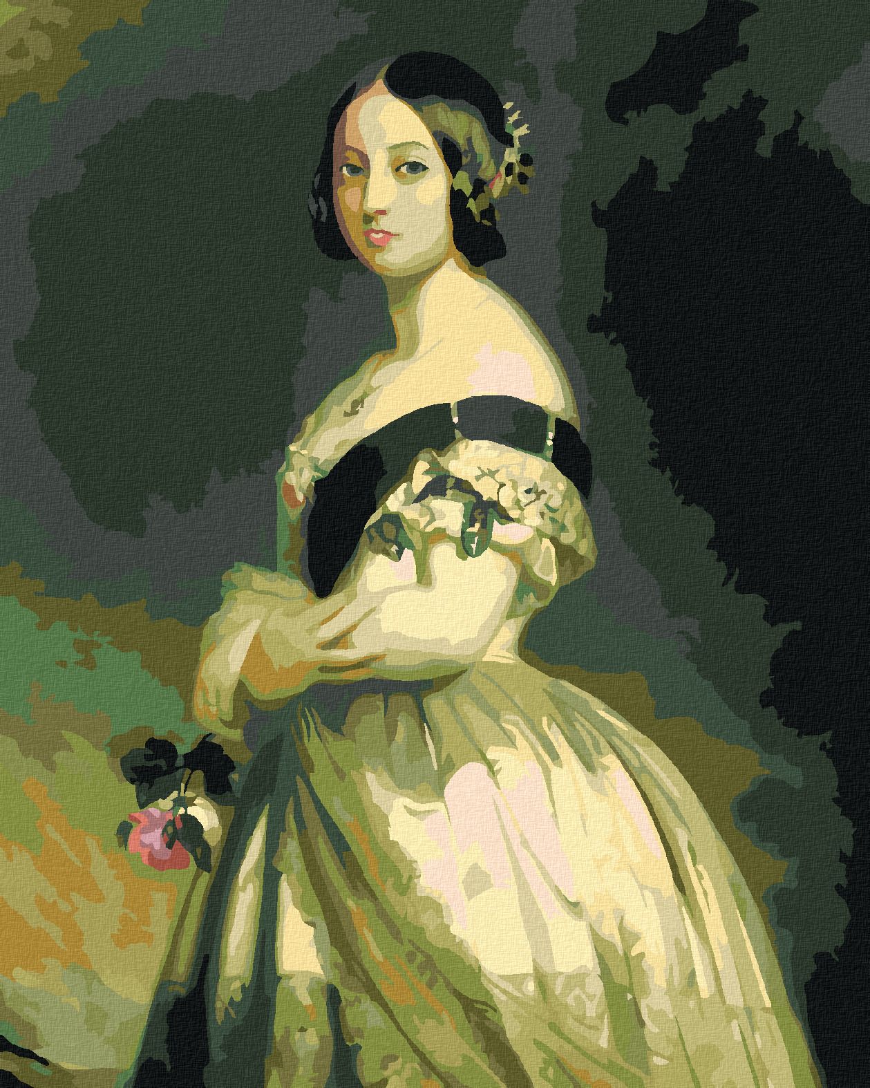 zuty Malování podle čísel - KRÁLOVNA VIKTORIE (F. X. WINTERHALTER) - Rozměr: 40x50 cm, Rámování: Varianta: vypnuté plátno na rám - obrázek 1
