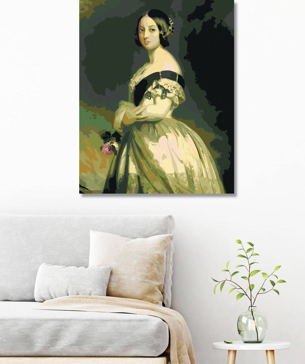 zuty Malování podle čísel - KRÁLOVNA VIKTORIE (F. X. WINTERHALTER) - Rozměr: 40x50 cm, Rámování: Varianta: vypnuté plátno na rám - obrázek 4