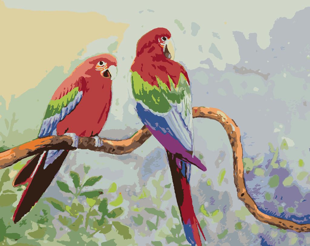 zuty Malování podle čísel - BAREVNÍ PAPOUŠCI NA VĚTVI - Rozměr: 40x50 cm, Rámování: Varianta: bez rámu a bez vypnutí plátna - obrázek 8
