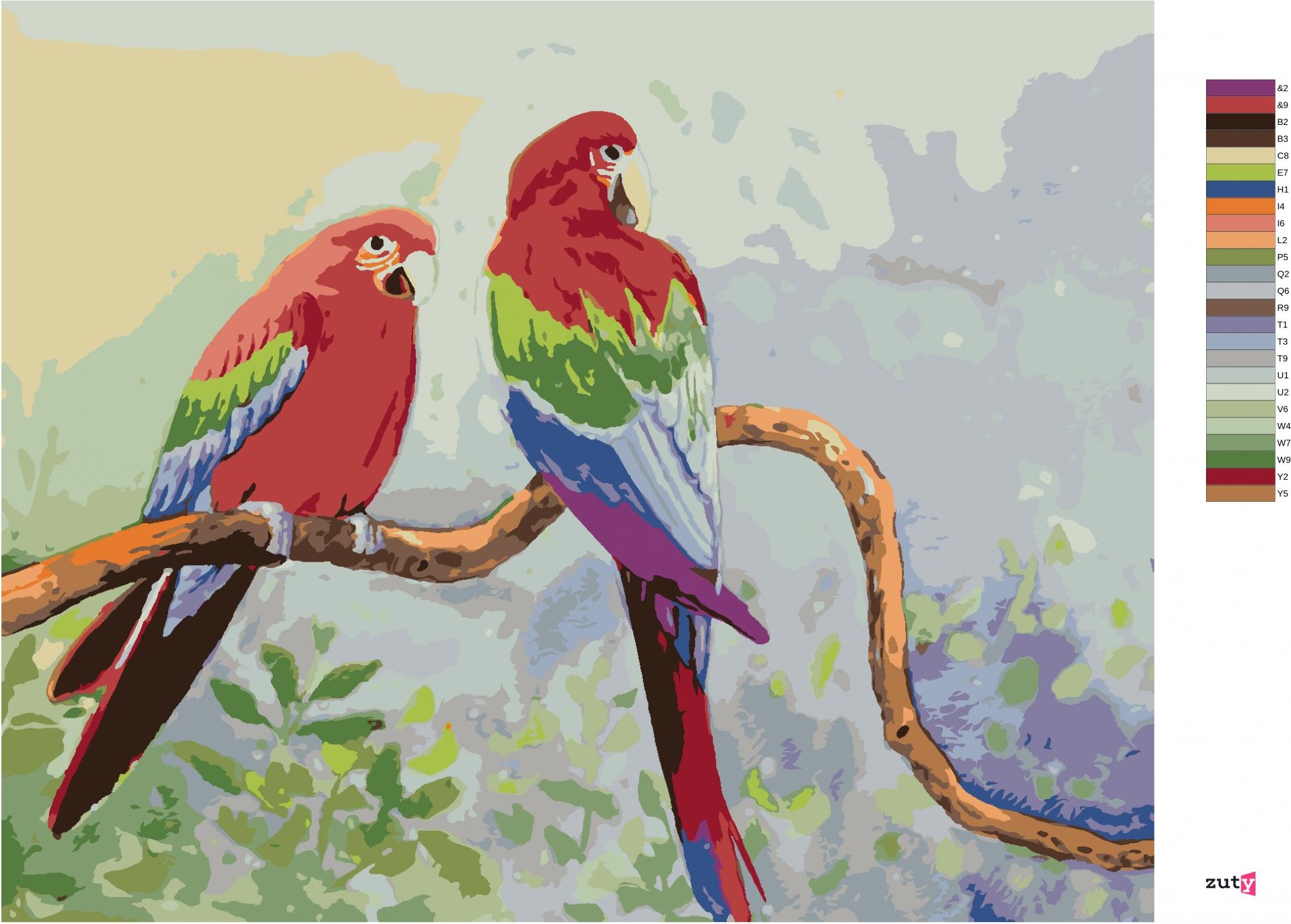 zuty Malování podle čísel - BAREVNÍ PAPOUŠCI NA VĚTVI - Rozměr: 40x50 cm, Rámování: Varianta: vypnuté plátno na rám - obrázek 5