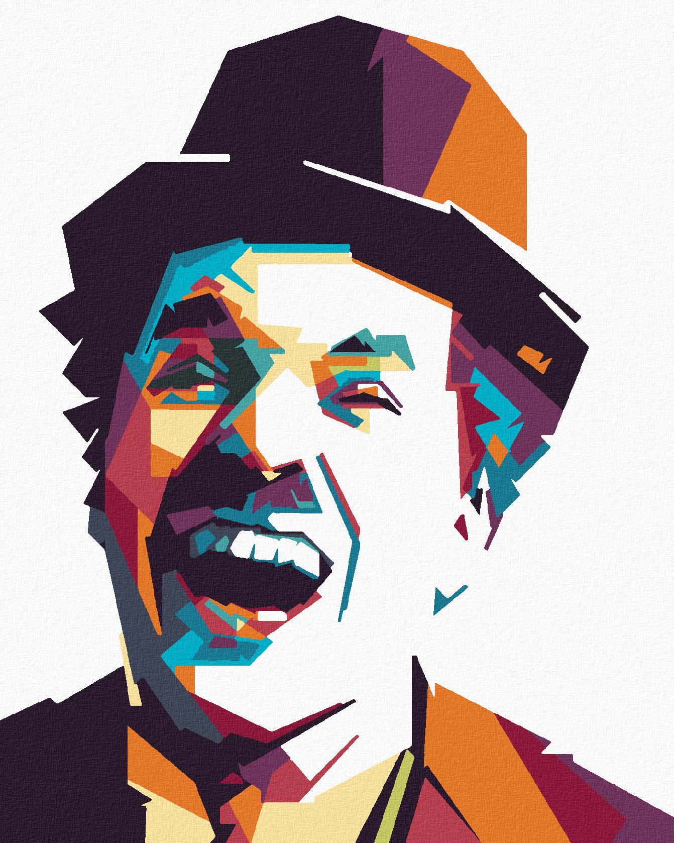 zuty Malování podle čísel - BAREVNÝ CHARLIE CHAPLIN - Rozměr: 40x50 cm, Rámování: Varianta: vypnuté plátno na rám - obrázek 1