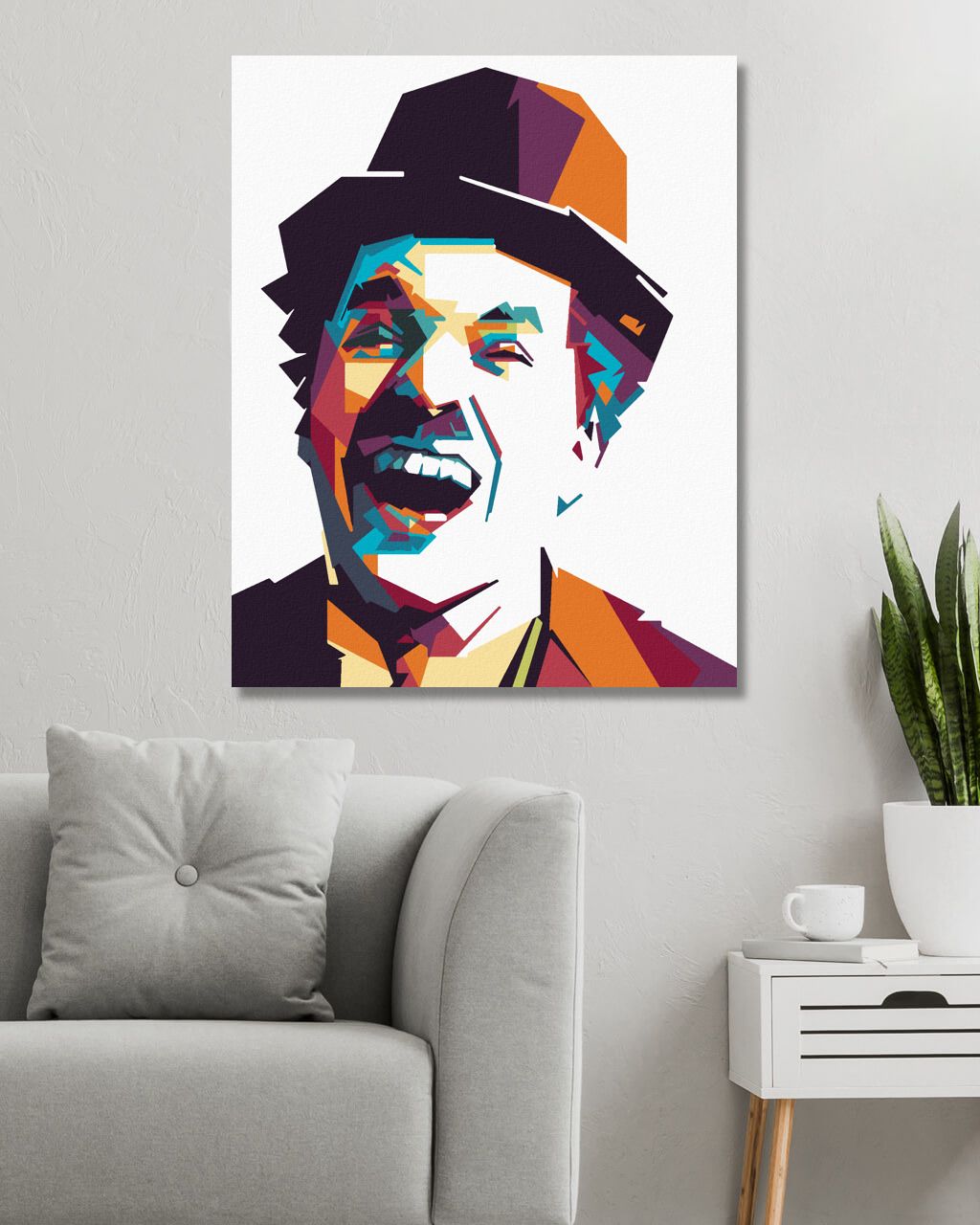zuty Malování podle čísel - BAREVNÝ CHARLIE CHAPLIN - Rozměr: 40x50 cm, Rámování: Varianta: vypnuté plátno na rám - obrázek 9