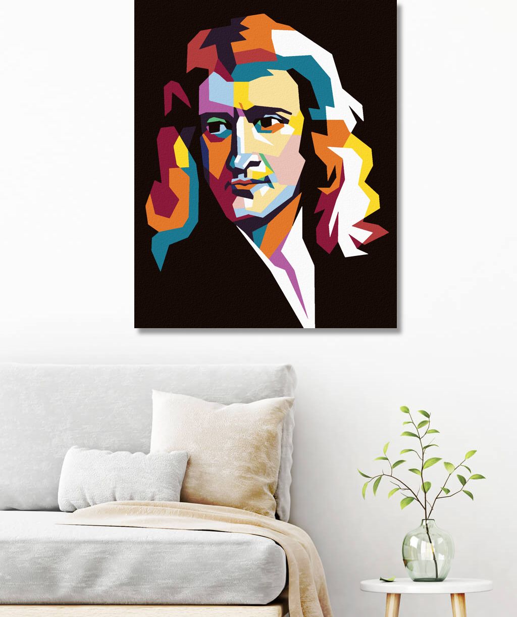 zuty Malování podle čísel - BAREVNÝ ISSAC NEWTON - Rozměr: 40x50 cm, Rámování: Varianta: bez rámu a bez vypnutí plátna - obrázek 2