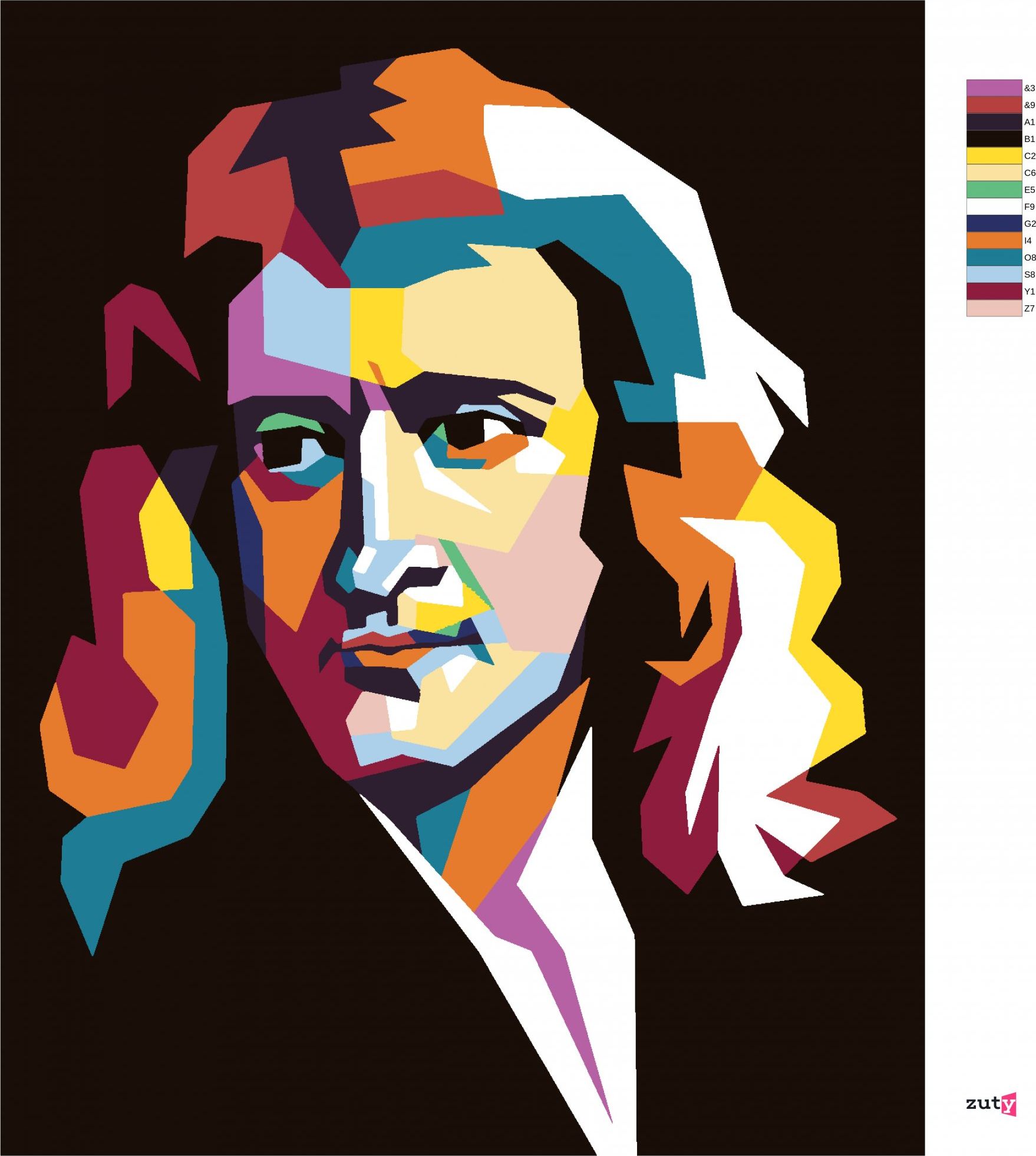 zuty Malování podle čísel - BAREVNÝ ISSAC NEWTON - Rozměr: 40x50 cm, Rámování: Varianta: bez rámu a bez vypnutí plátna - obrázek 6