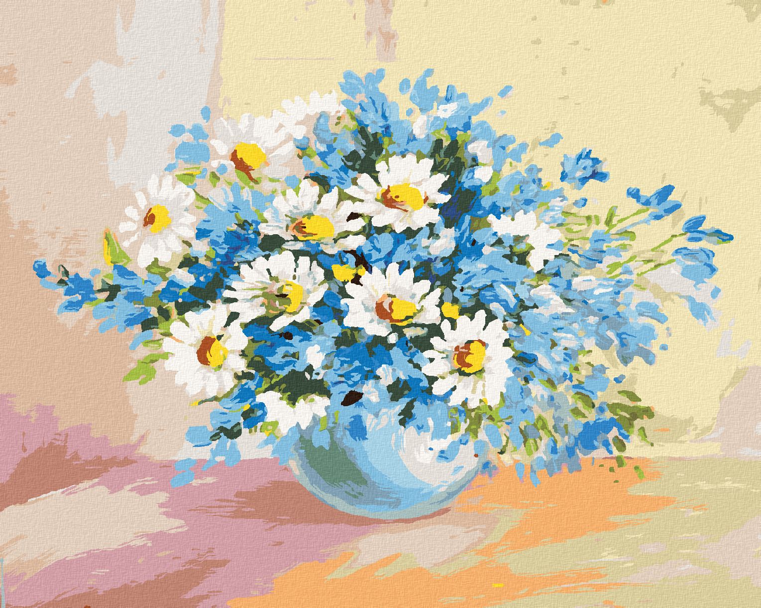zuty Malování podle čísel - HEŘMÁNEK A MODRÉ KVĚTINY - Rozměr: 40x50 cm, Rámování: Varianta: bez rámu a bez vypnutí plátna - obrázek 1