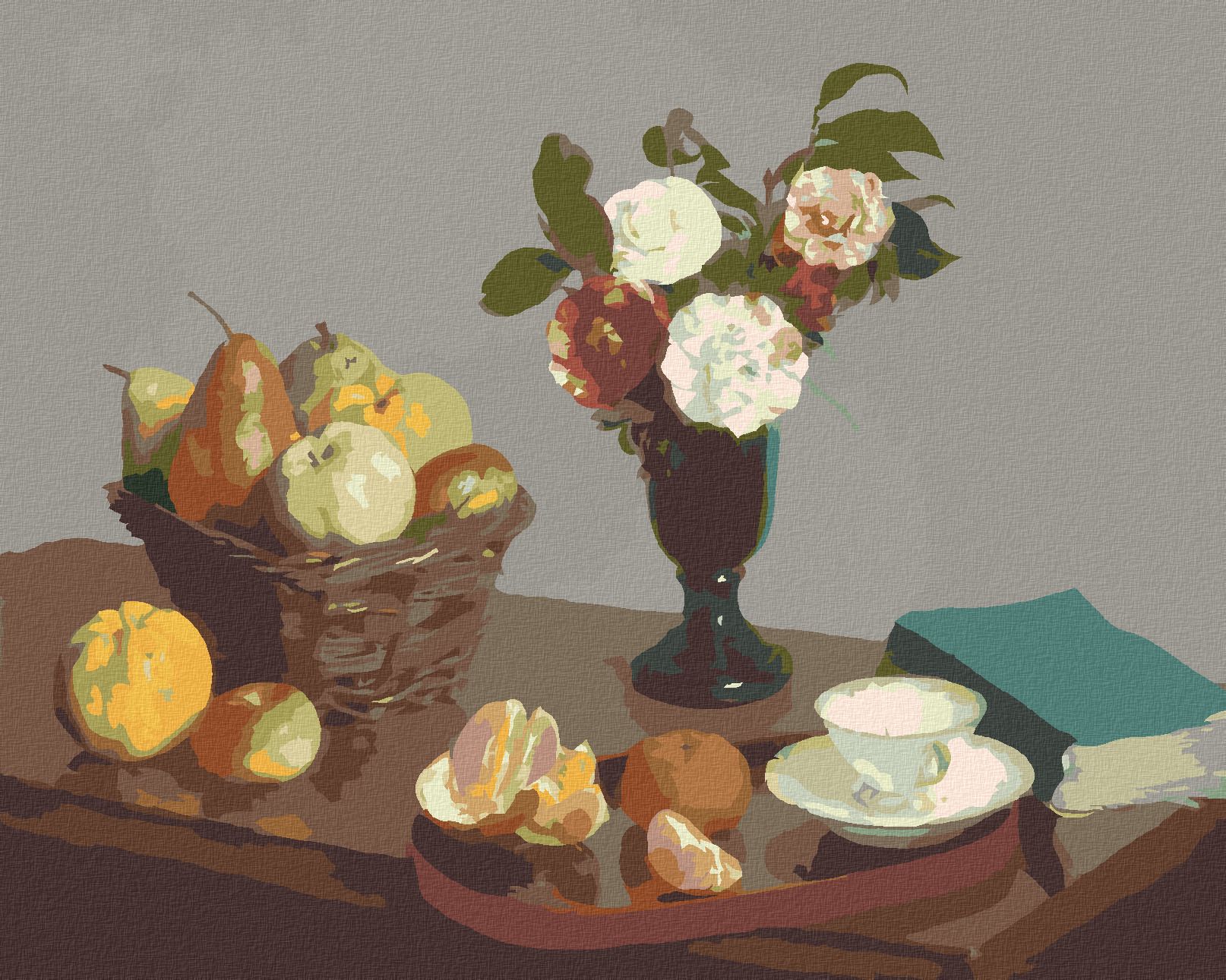 zuty Malování podle čísel - ZÁTIŠÍ (H. FANTIN-LATOUR) - Rozměr: 40x50 cm, Rámování: Varianta: vypnuté plátno na rám - obrázek 1