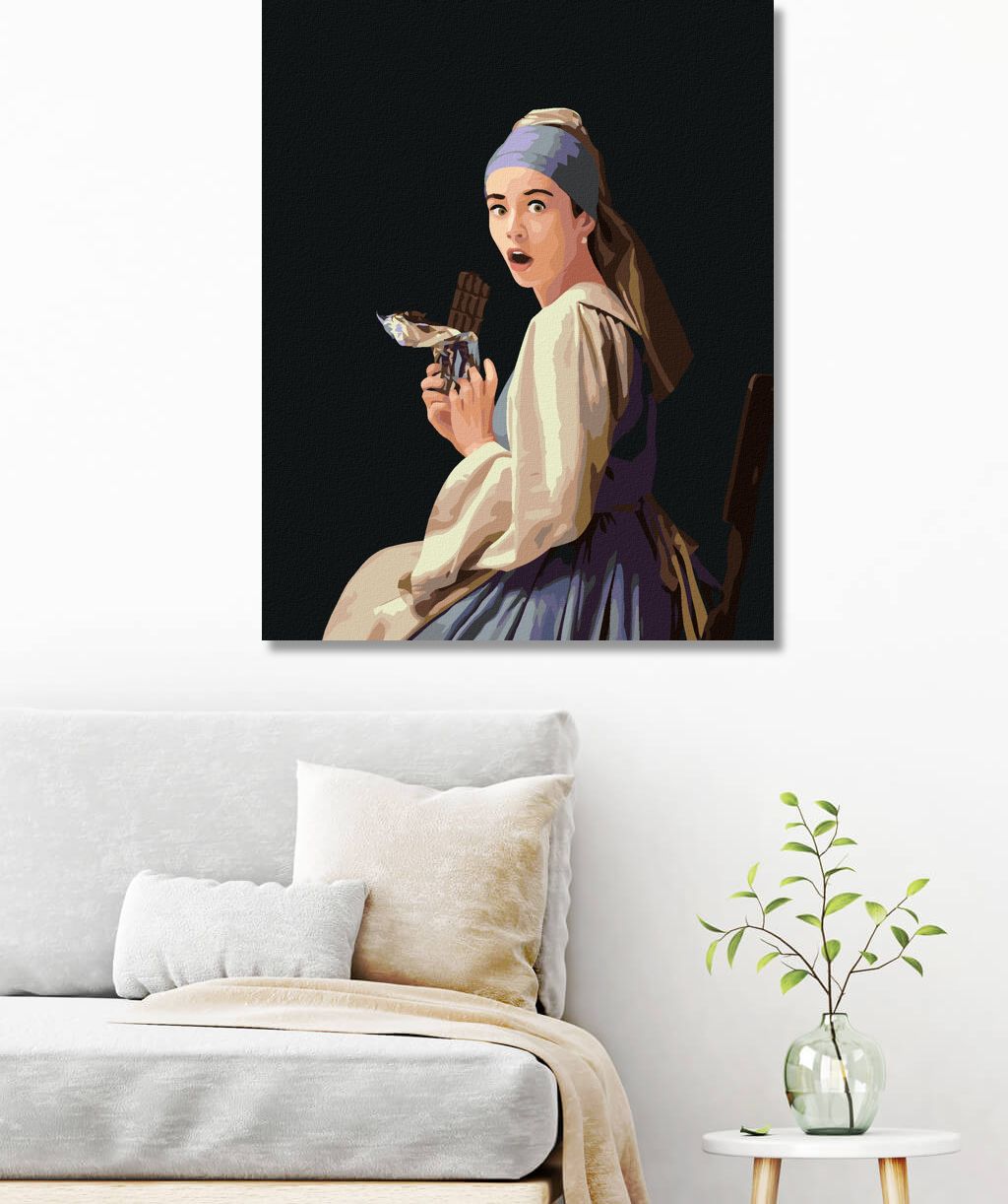 zuty Malování podle čísel - DÍVKA S PERLOU A ČOKOLÁDA - Rozměr: 40x50 cm, Rámování: Varianta: bez rámu a bez vypnutí plátna - obrázek 8