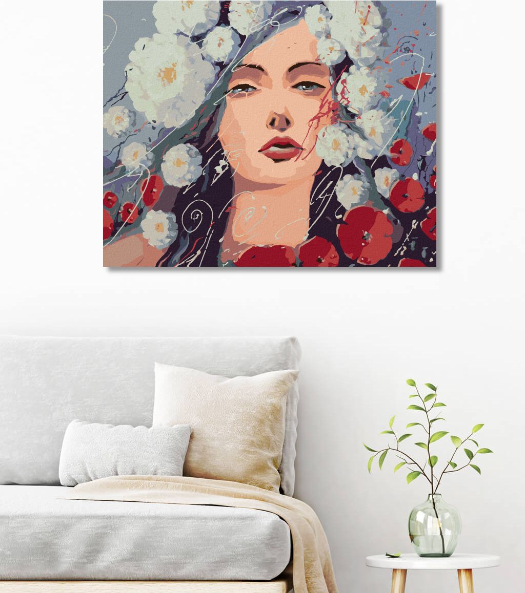 zuty Malování podle čísel - ŽENA A VLČÍ MÁKY - Rozměr: 40x50 cm, Rámování: Varianta: vypnuté plátno na rám - obrázek 3