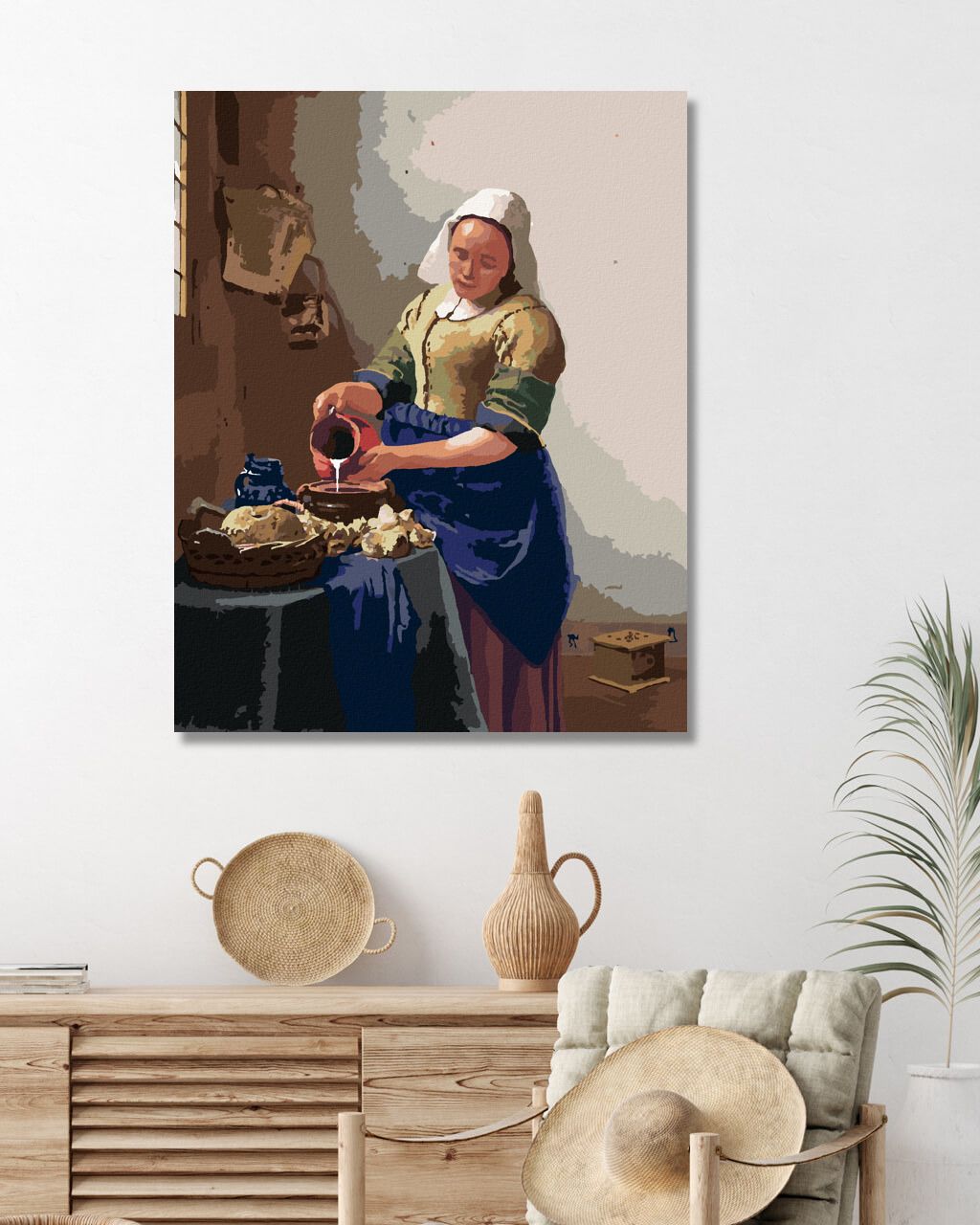zuty Malování podle čísel - MLÉKAŘKA (J. VERMEER) - Rozměr: 40x50 cm, Rámování: Varianta: bez rámu a bez vypnutí plátna - obrázek 7