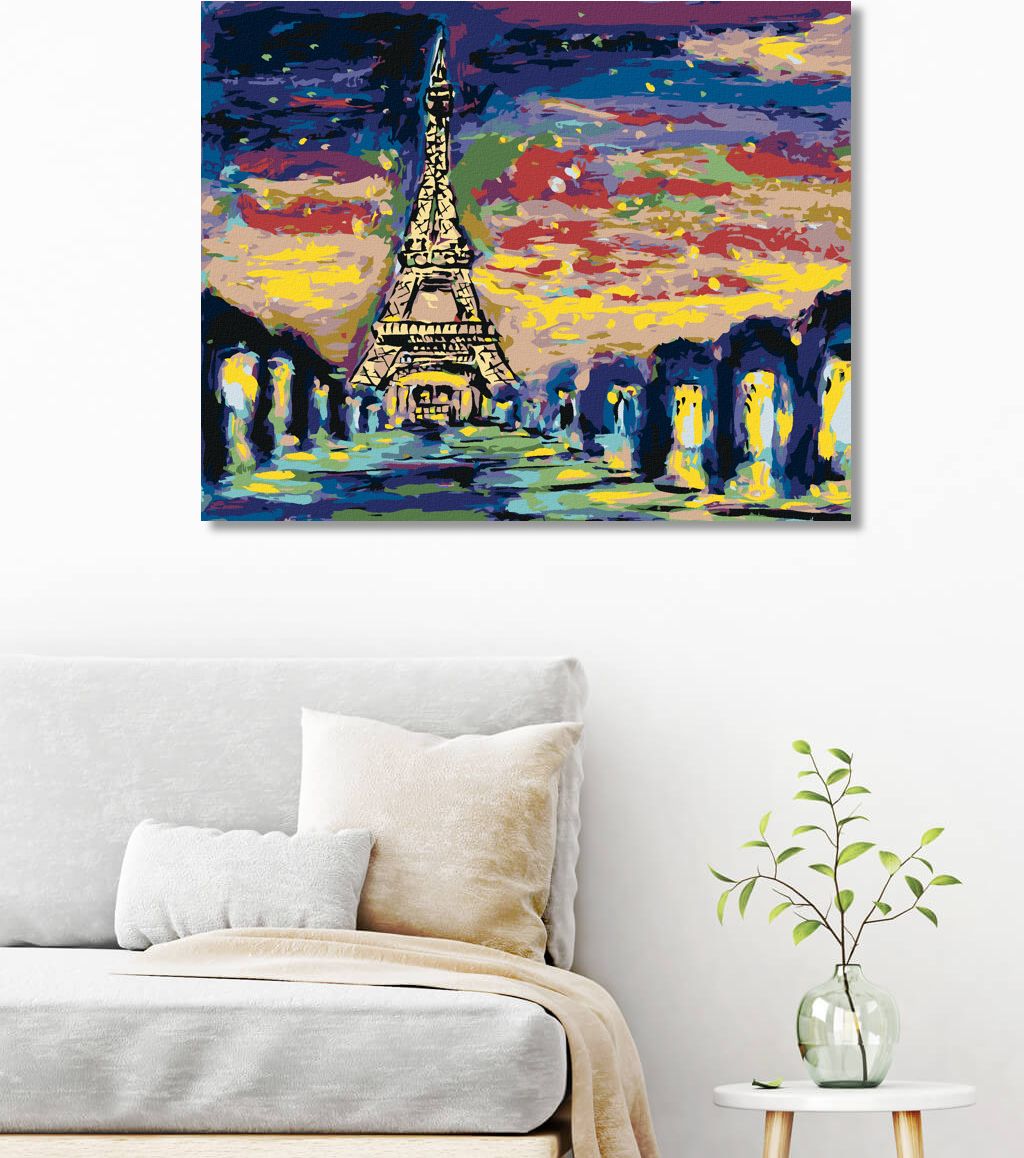 zuty Malování podle čísel - BAREVNÁ EIFFELOVA VĚŽ - Rozměr: 40x50 cm, Rámování: Varianta: bez rámu a bez vypnutí plátna - obrázek 6
