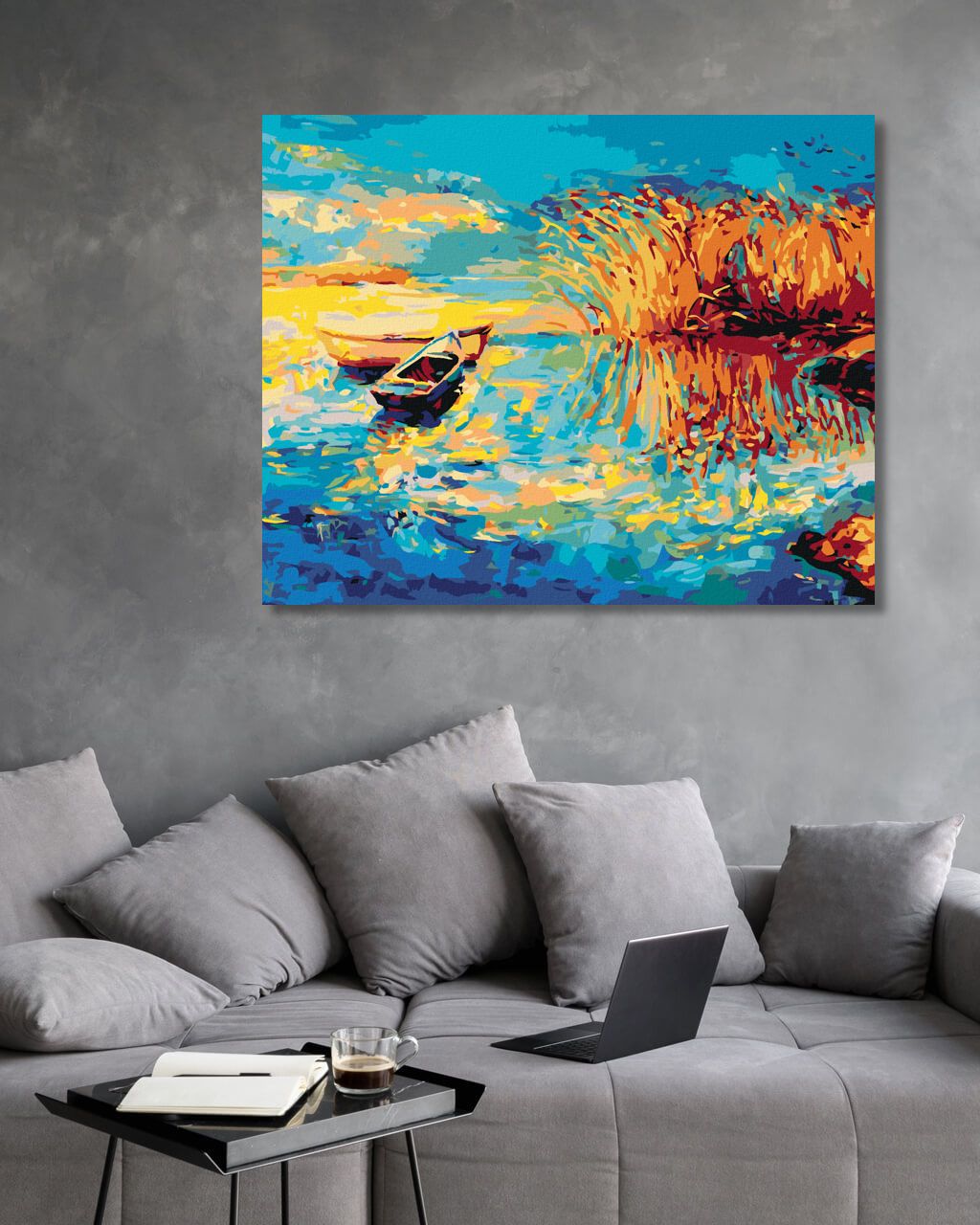 zuty Malování podle čísel - MALOVANÉ LOĎKY NA JEZEŘE - Rozměr: 40x50 cm, Rámování: Varianta: vypnuté plátno na rám - obrázek 10