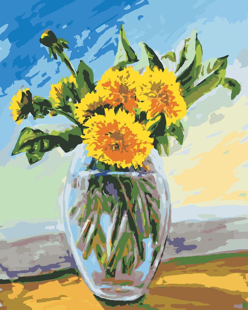 zuty Malování podle čísel - PAMPELIŠKY VE SKLENĚNÉ VÁZE - Rozměr: 40x50 cm, Rámování: Varianta: bez rámu a bez vypnutí plátna - obrázek 19