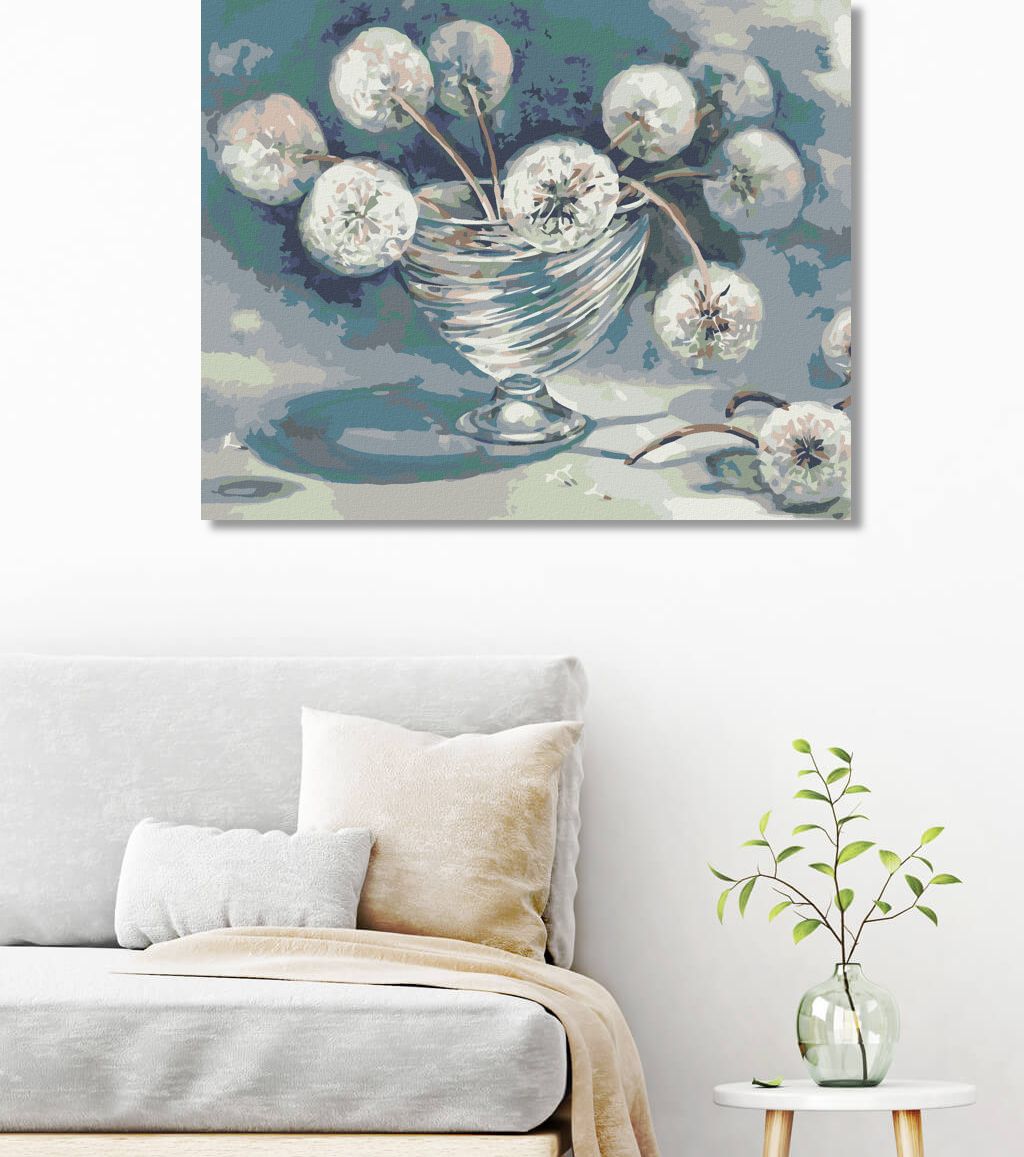 zuty Malování podle čísel - PAMPELIŠKY VE SKLENĚNÉ VÁZE - Rozměr: 40x50 cm, Rámování: Varianta: vypnuté plátno na rám - obrázek 8