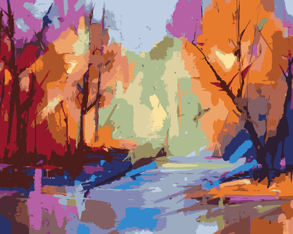 zuty Malování podle čísel - ABSTRAKTNÍ KRAJINA - Rozměr: 40x50 cm, Rámování: Varianta: bez rámu a bez vypnutí plátna - obrázek 4