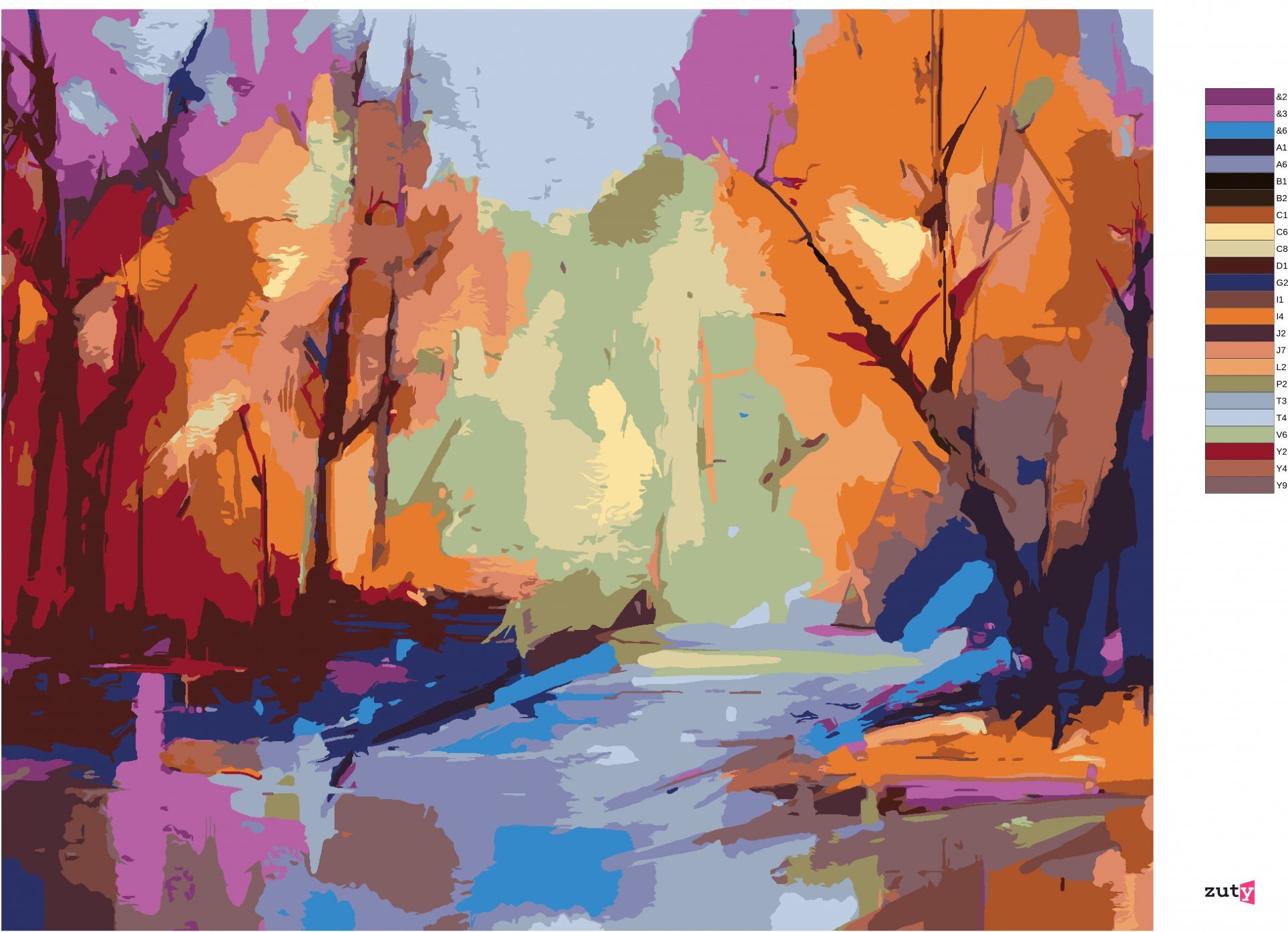 zuty Malování podle čísel - ABSTRAKTNÍ KRAJINA - Rozměr: 40x50 cm, Rámování: Varianta: bez rámu a bez vypnutí plátna - obrázek 6