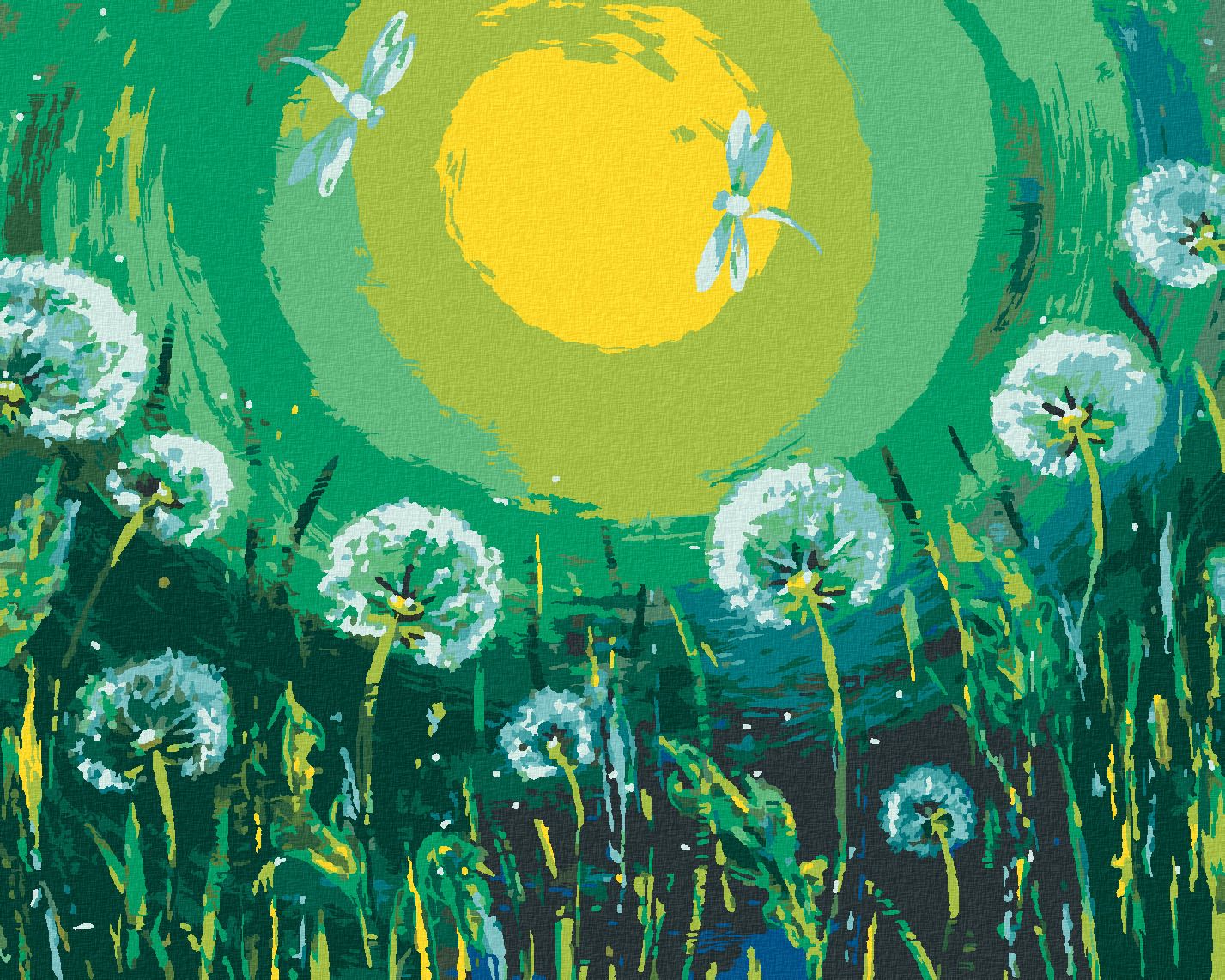 zuty Malování podle čísel - PAMPELIŠKY A VÁŽKY - Rozměr: 40x50 cm, Rámování: Varianta: bez rámu a bez vypnutí plátna - obrázek 1