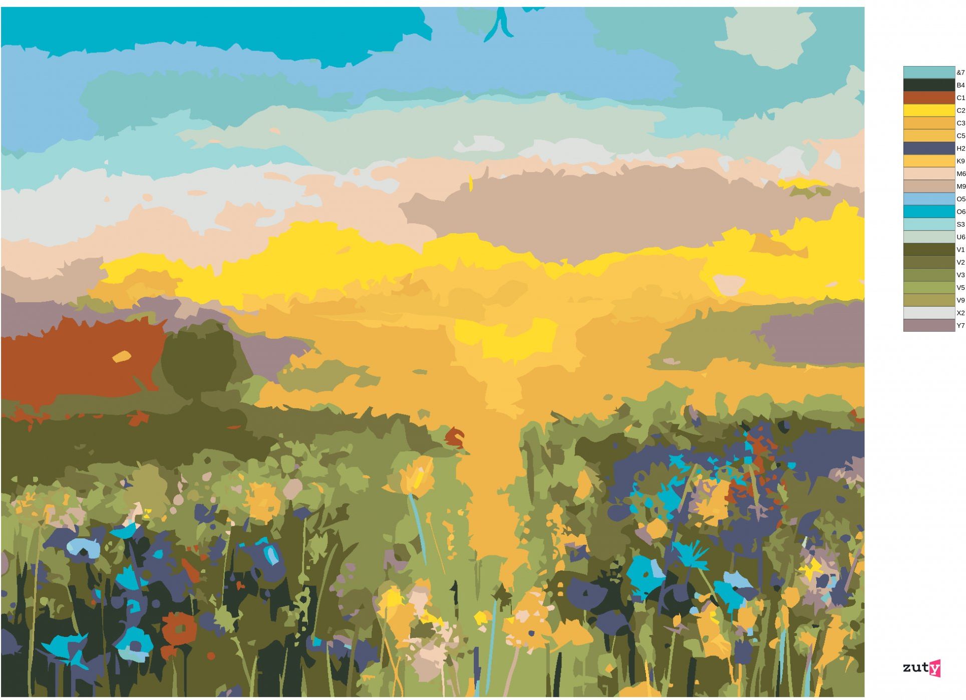zuty Malování podle čísel - BAREVNÁ ABSTRAKTNÍ LOUKA - Rozměr: 40x50 cm, Rámování: Varianta: vypnuté plátno na rám - obrázek 8