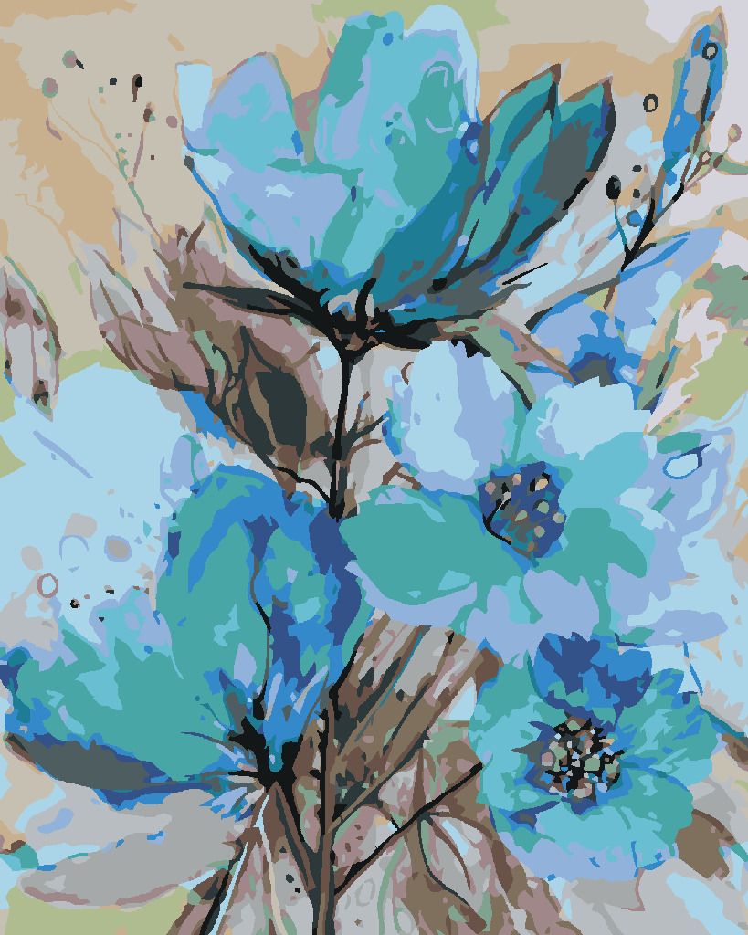 zuty Malování podle čísel - ABSTRAKCE MODRÝCH KVĚTIN II - Rozměr: 40x50 cm, Rámování: Varianta: vypnuté plátno na rám - obrázek 2