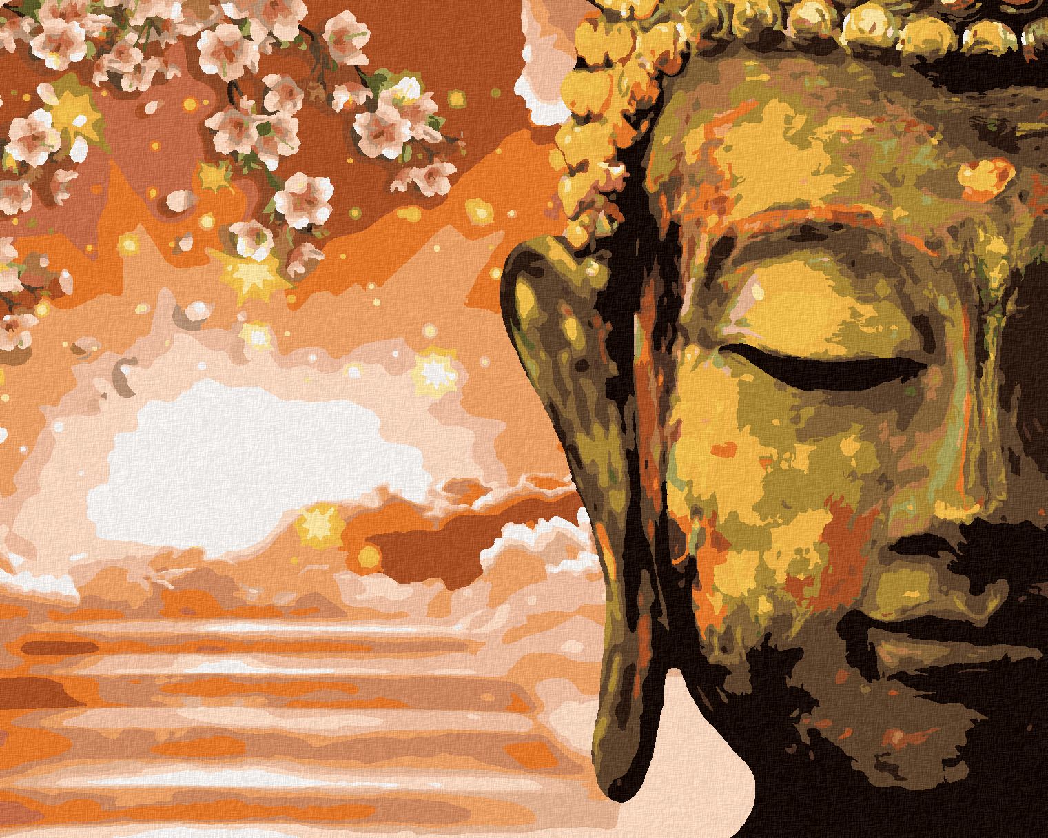 zuty Malování podle čísel - BUDDHA A STROM - Rozměr: 40x50 cm, Rámování: Varianta: vypnuté plátno na rám - obrázek 1