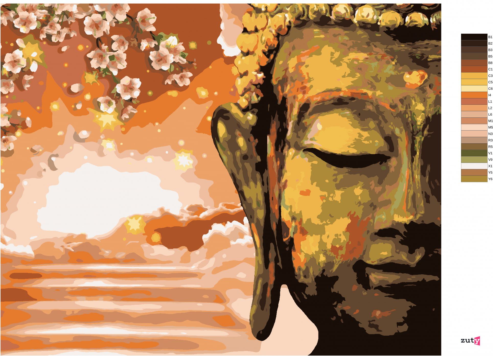 zuty Malování podle čísel - BUDDHA A STROM - Rozměr: 40x50 cm, Rámování: Varianta: vypnuté plátno na rám - obrázek 10