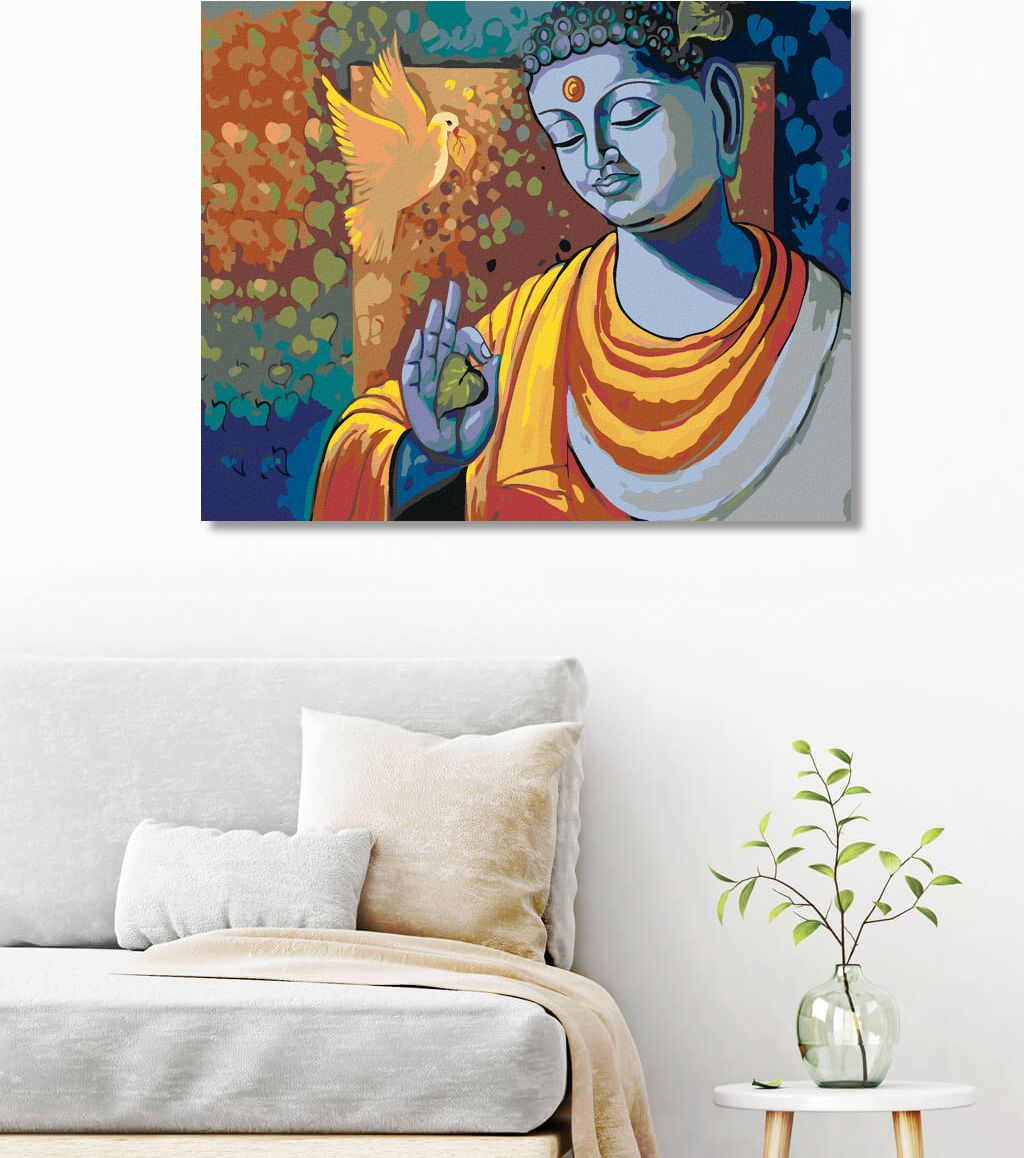 zuty Malování podle čísel - BUDDHA A HOLUBICE - Rozměr: 40x50 cm, Rámování: Varianta: vypnuté plátno na rám - obrázek 4