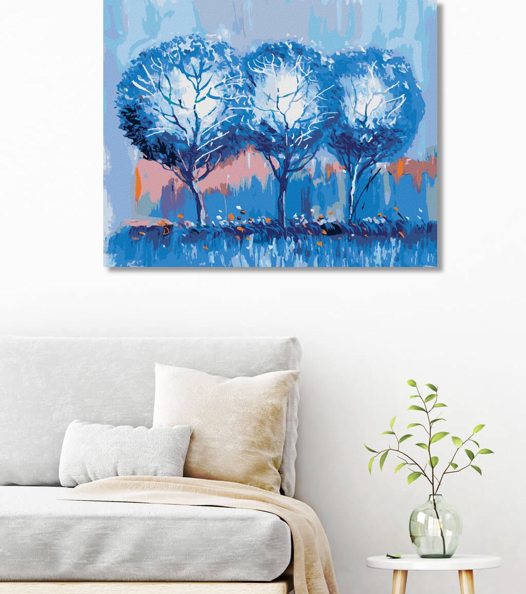 zuty Malování podle čísel - MODRÉ STROMY - Rozměr: 40x50 cm, Rámování: Varianta: vypnuté plátno na rám - obrázek 6