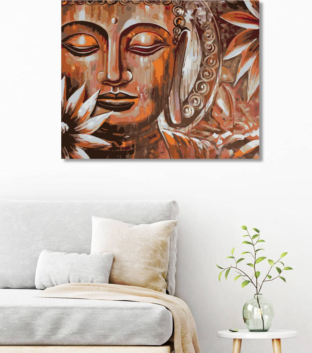 zuty Malování podle čísel - BRONZOVÝ BUDDHA A KVĚTINY - Rozměr: 40x50 cm, Rámování: Varianta: bez rámu a bez vypnutí plátna - obrázek 6