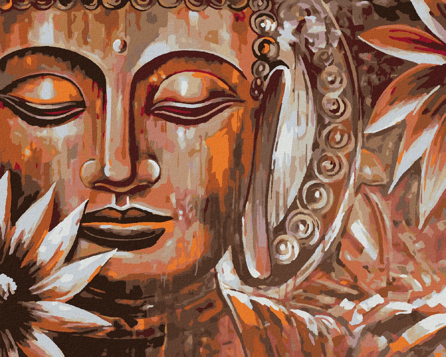 zuty Malování podle čísel - BRONZOVÝ BUDDHA A KVĚTINY - Rozměr: 40x50 cm, Rámování: Varianta: vypnuté plátno na rám - obrázek 1