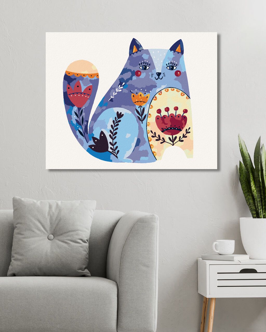 zuty Malování podle čísel - MODRÁ KOČKA - Rozměr: 40x50 cm, Rámování: Varianta: vypnuté plátno na rám - obrázek 6