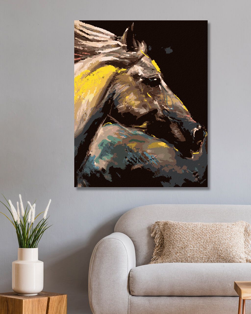 zuty Malování podle čísel - PORTRÉT BAREVNÉHO KONĚ - Rozměr: 40x50 cm, Rámování: Varianta: bez rámu a bez vypnutí plátna - obrázek 4