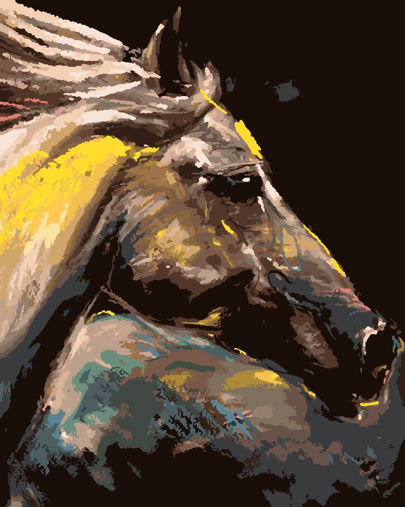 zuty Malování podle čísel - PORTRÉT BAREVNÉHO KONĚ - Rozměr: 40x50 cm, Rámování: Varianta: bez rámu a bez vypnutí plátna - obrázek 8