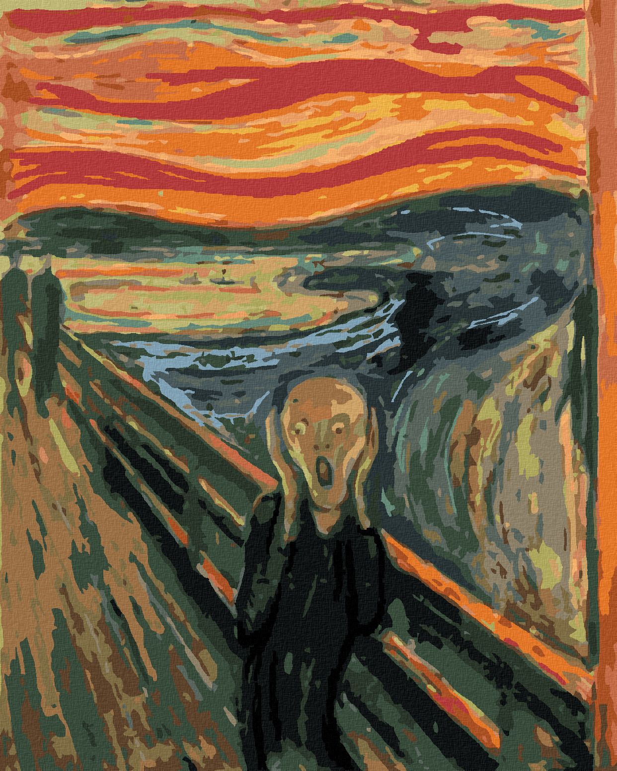 zuty Malování podle čísel - VÝKŘIK II (E. MUNCH) - Rozměr: 40x50 cm, Rámování: Varianta: vypnuté plátno na rám - obrázek 1