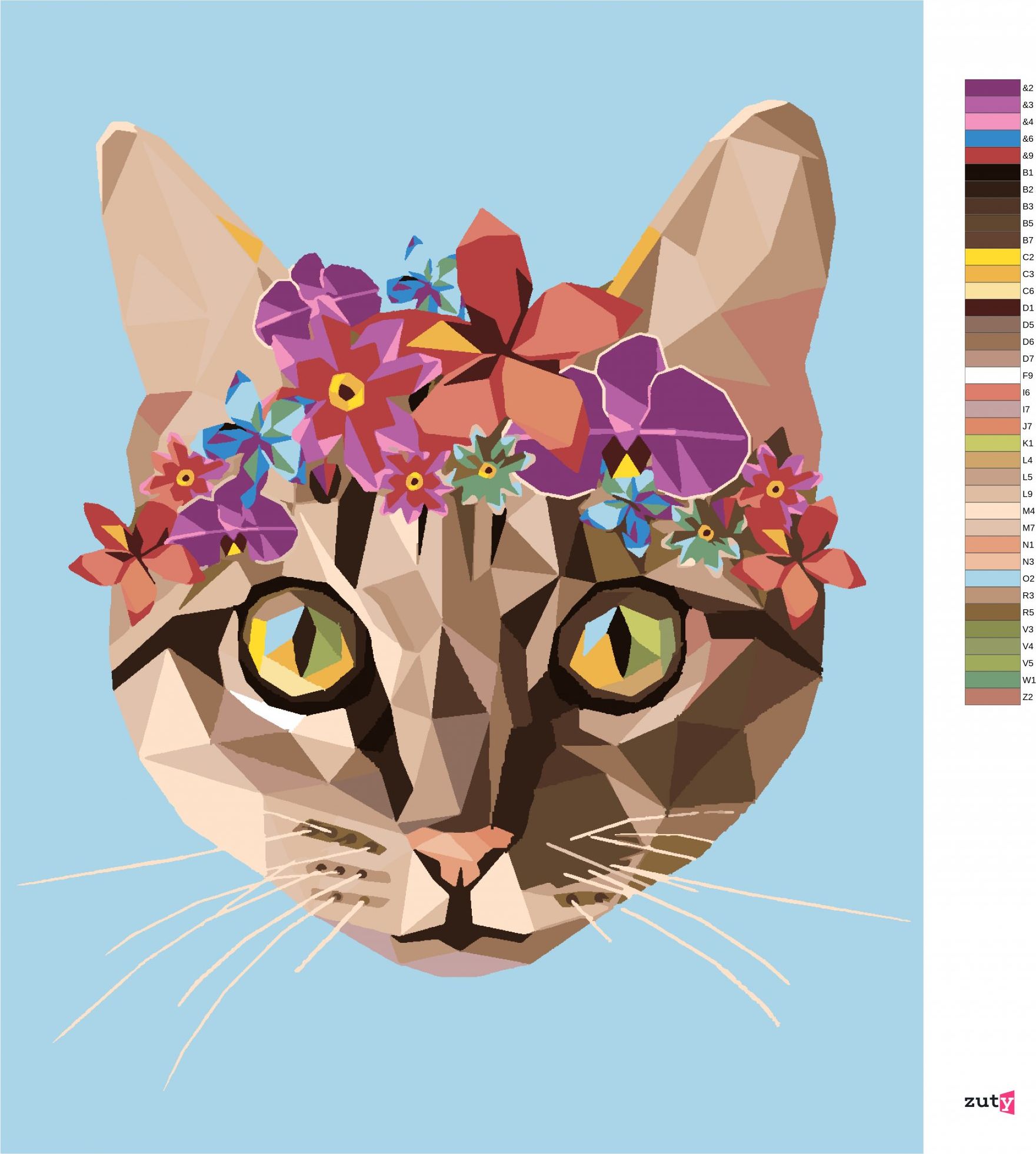 zuty Malování podle čísel - KOČKA A KVĚTINOVÁ KORUNA - Rozměr: 40x50 cm, Rámování: Varianta: vypnuté plátno na rám - obrázek 3