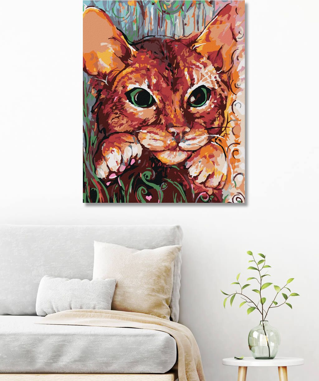 zuty Malování podle čísel - MALOVANÁ KOČKA - Rozměr: 40x50 cm, Rámování: Varianta: vypnuté plátno na rám - obrázek 10