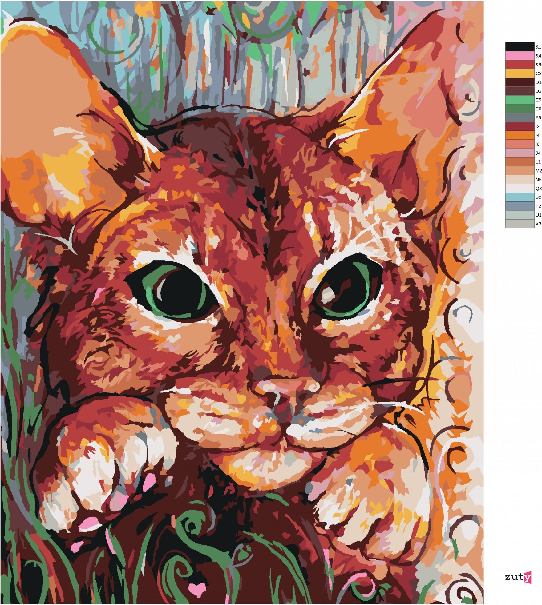 zuty Malování podle čísel - MALOVANÁ KOČKA - Rozměr: 40x50 cm, Rámování: Varianta: vypnuté plátno na rám - obrázek 13