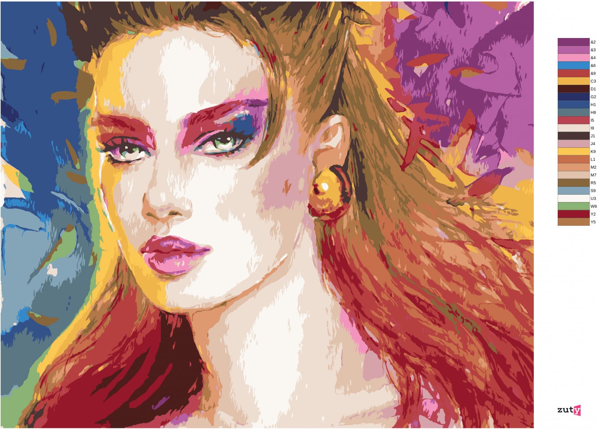zuty Malování podle čísel - ŽENA S VELKOU NÁUŠNICÍ - Rozměr: 40x50 cm, Rámování: Varianta: bez rámu a bez vypnutí plátna - obrázek 8