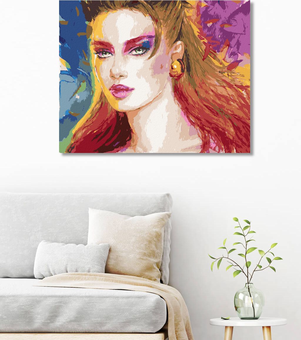 zuty Malování podle čísel - ŽENA S VELKOU NÁUŠNICÍ - Rozměr: 40x50 cm, Rámování: Varianta: vypnuté plátno na rám - obrázek 3