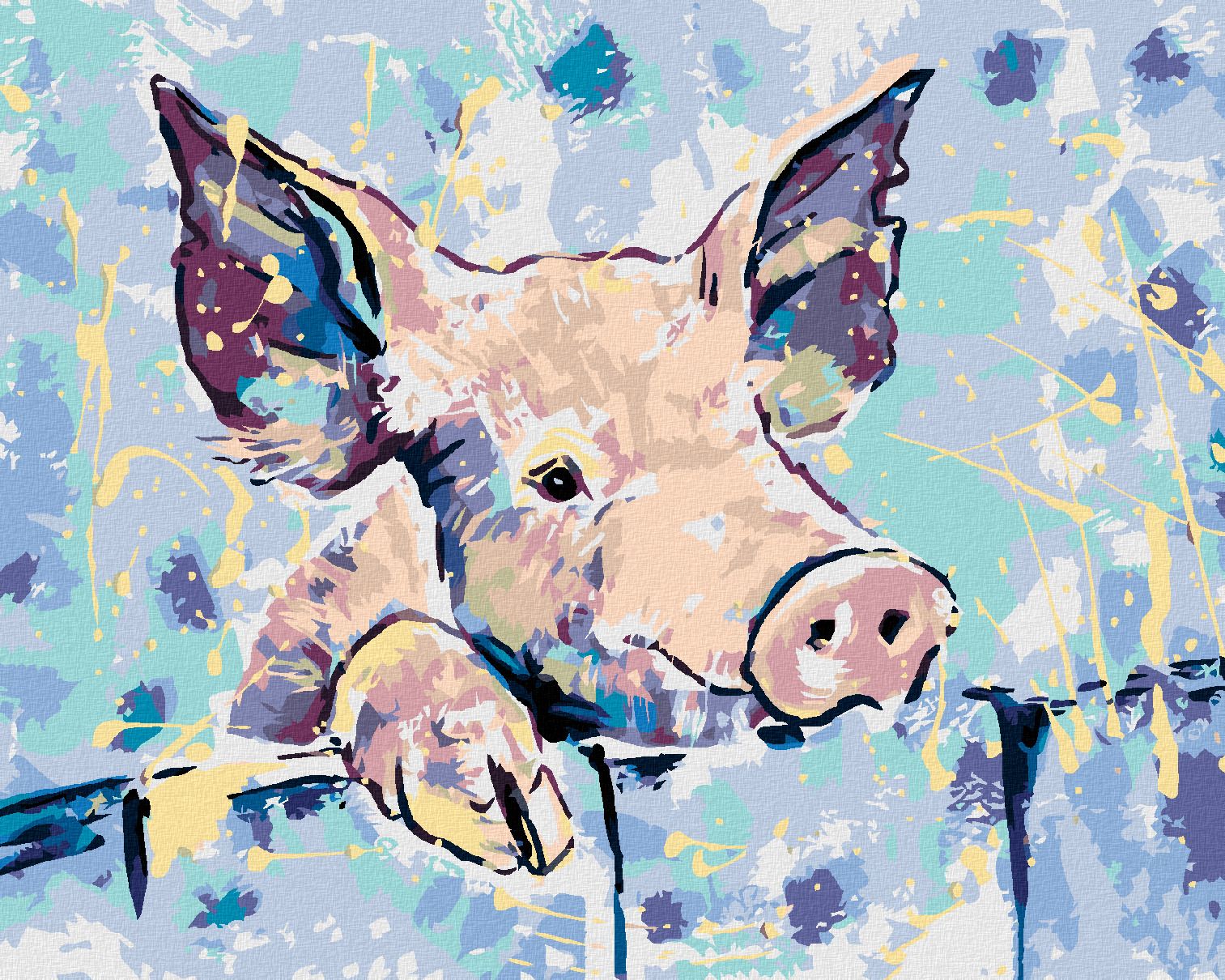 zuty Malování podle čísel - ŠŤASTNÉ PRASÁTKO - Rozměr: 40x50 cm, Rámování: Varianta: bez rámu a bez vypnutí plátna - obrázek 1