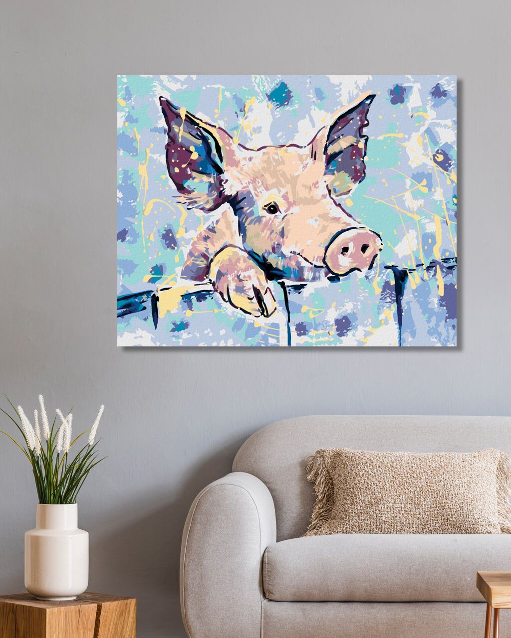 zuty Malování podle čísel - ŠŤASTNÉ PRASÁTKO - Rozměr: 40x50 cm, Rámování: Varianta: vypnuté plátno na rám - obrázek 10