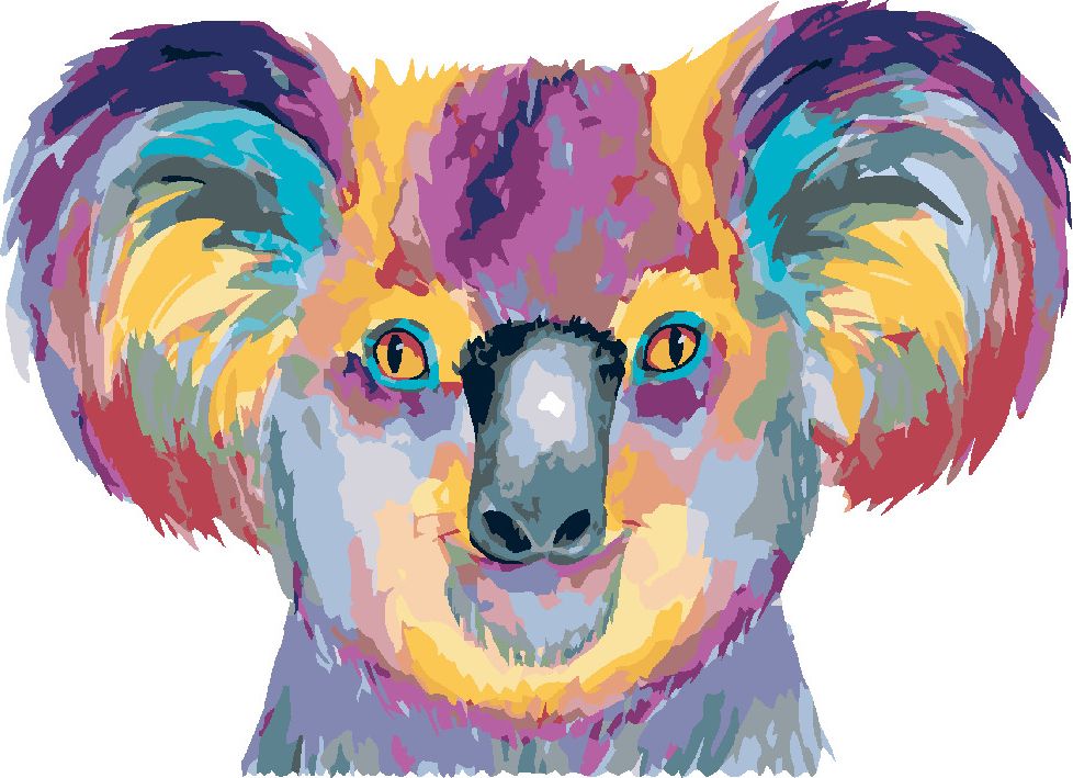zuty Malování podle čísel - BAREVNÁ KOALA NA BÍLÉM POZADÍ - Rozměr: 40x50 cm, Rámování: Varianta: vypnuté plátno na rám - obrázek 5