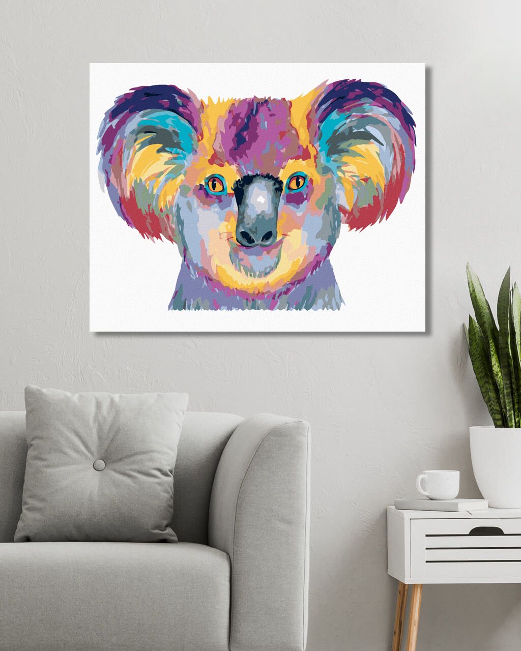 zuty Malování podle čísel - BAREVNÁ KOALA NA BÍLÉM POZADÍ - Rozměr: 40x50 cm, Rámování: Varianta: vypnuté plátno na rám - obrázek 6